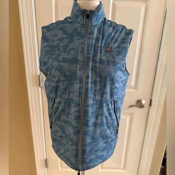 Johnnie-O Rippen 2 Way Zip Slate Blue Camouflage Puffer Vest-Size Medium-Golf - Picture 2 of 9